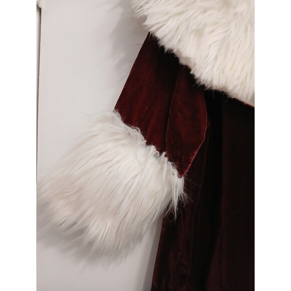 Christmas Caroler Mrs Santa Velvet Mini Dress M L Costume Burghandy Velvet White - Picture 8 of 16
